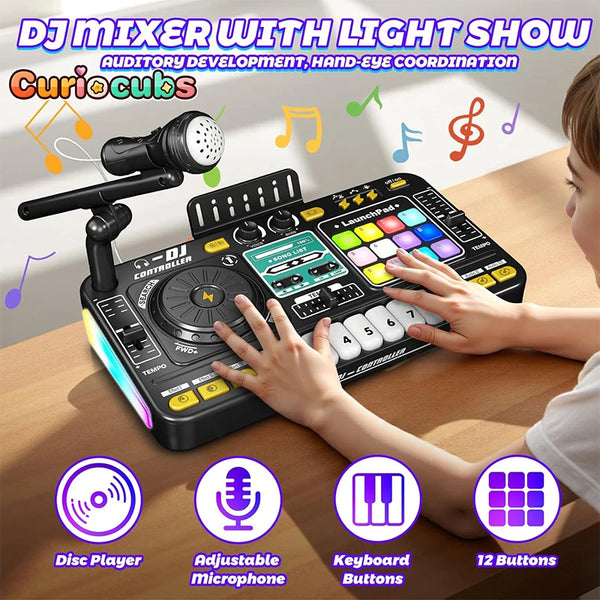 Kids DJ Mixer & Microphone – Bluetooth Music Keyboard Toy