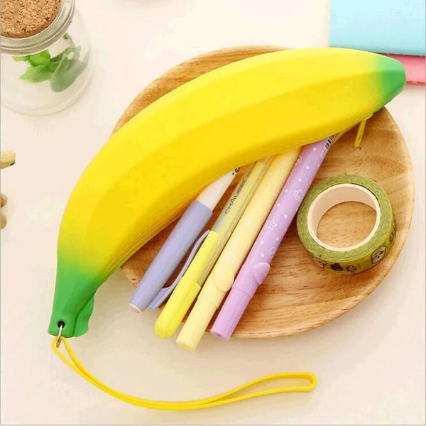 Banana Silicone Pencil Case – Funny School Stationery Bag