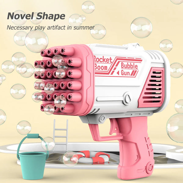 Electric Bubble Gun – 32-Hole Automatic Soap Blower for Kids