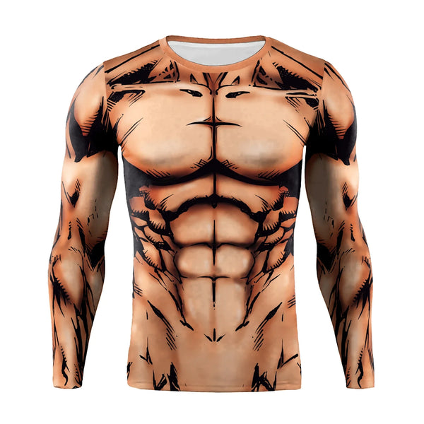 Quick-Dry Compression Shirt – Muscle Print Workout Top for Men