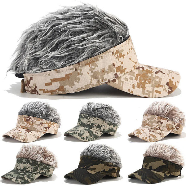 Spiky Hair Camouflage Cap – Funny Unisex Wig Hat for Outdoor Style
